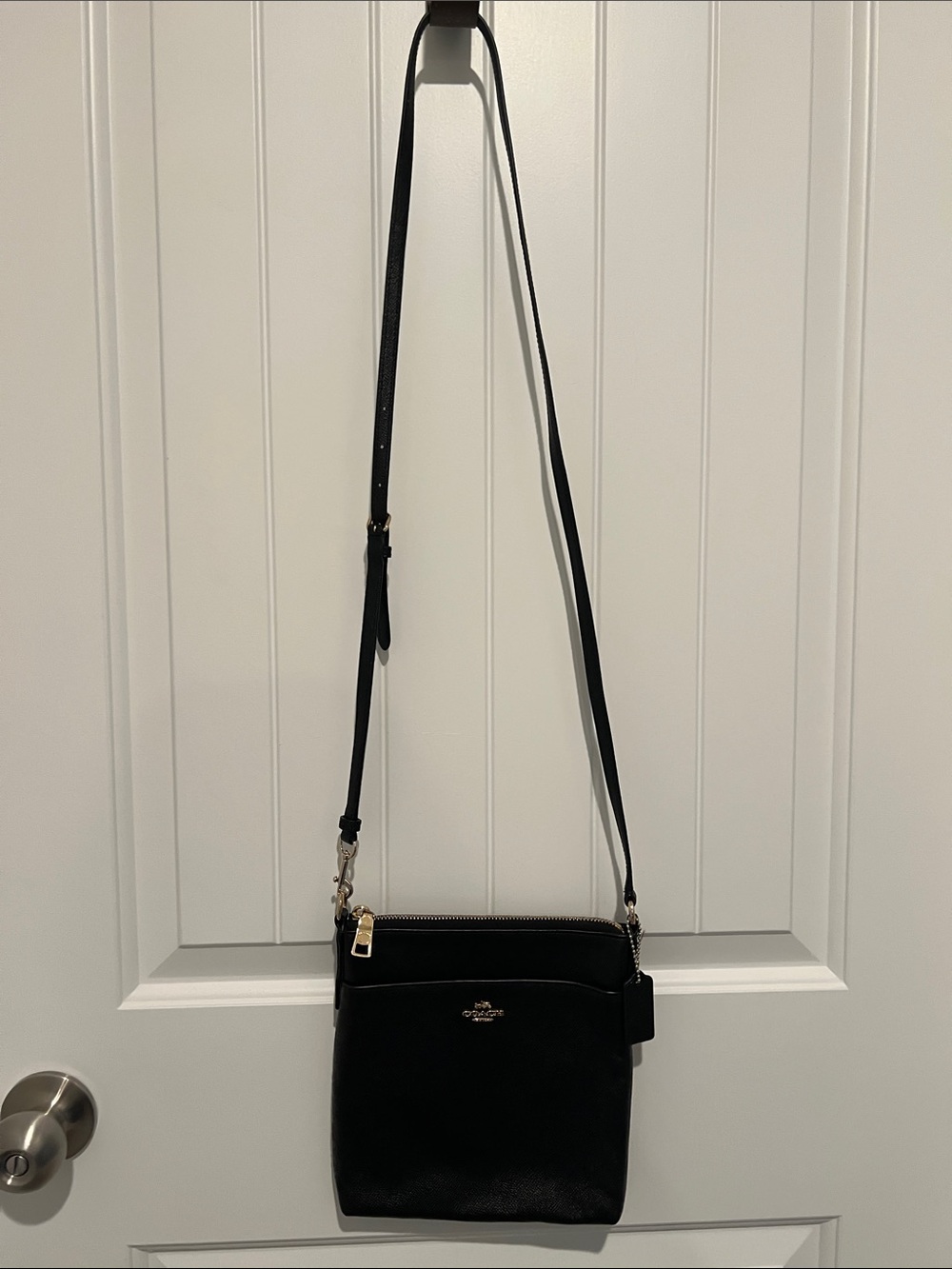 Coach Women’s Black Pebbled Leather Crossbody with Gold Hardware